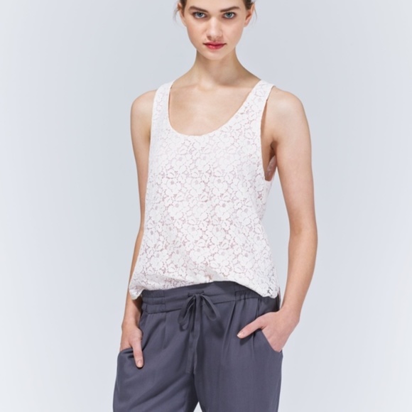 Aritzia Talula Betty Cream Lace Tank Top/ Blouse - Picture 1 of 8